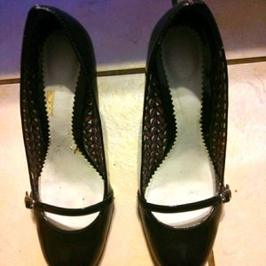 Women's Black High Heel Mary Janes Sz 7.5 wide